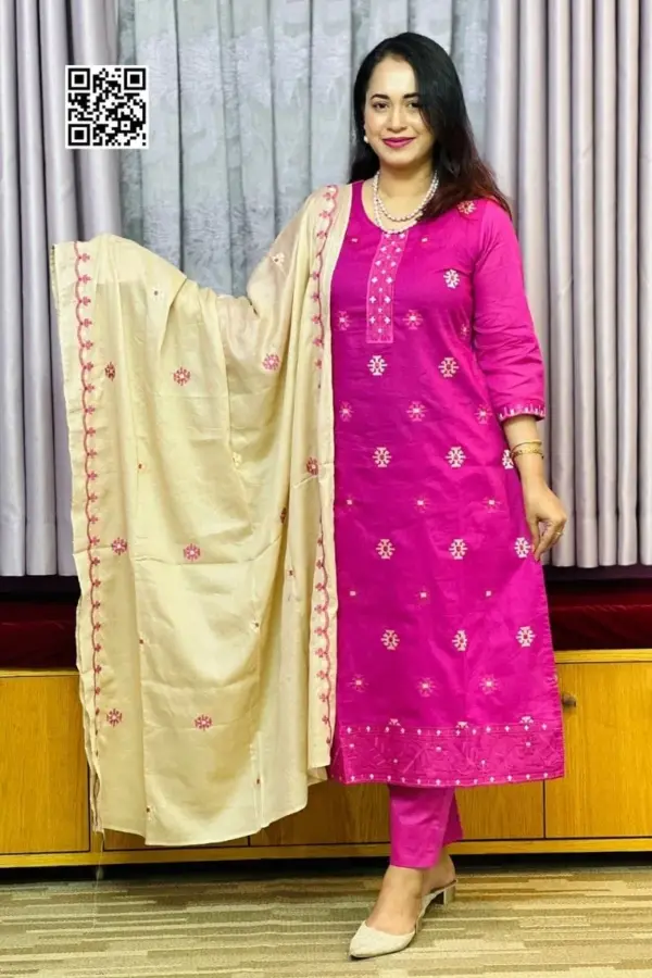 spring cotton machine embroidered salwar suit 1