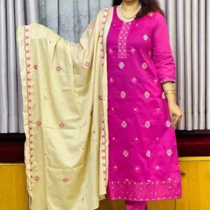 spring cotton machine embroidered salwar suit 1