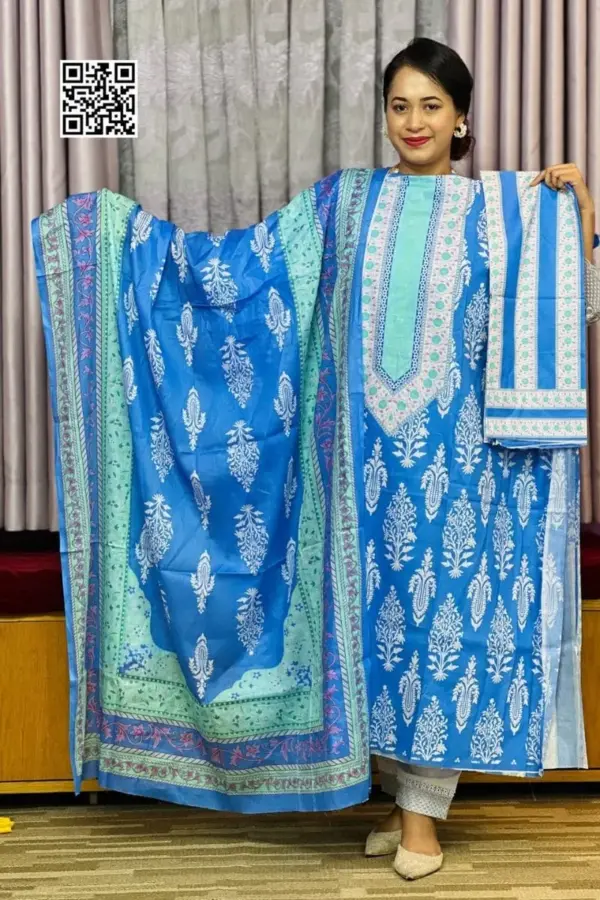 spring cotton digital printed unstitched salwar suit 4
