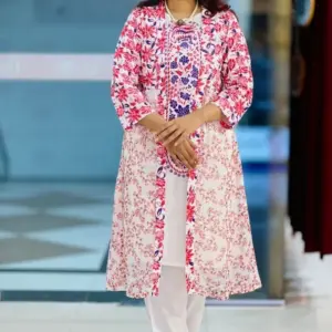 white color georgette shrug set