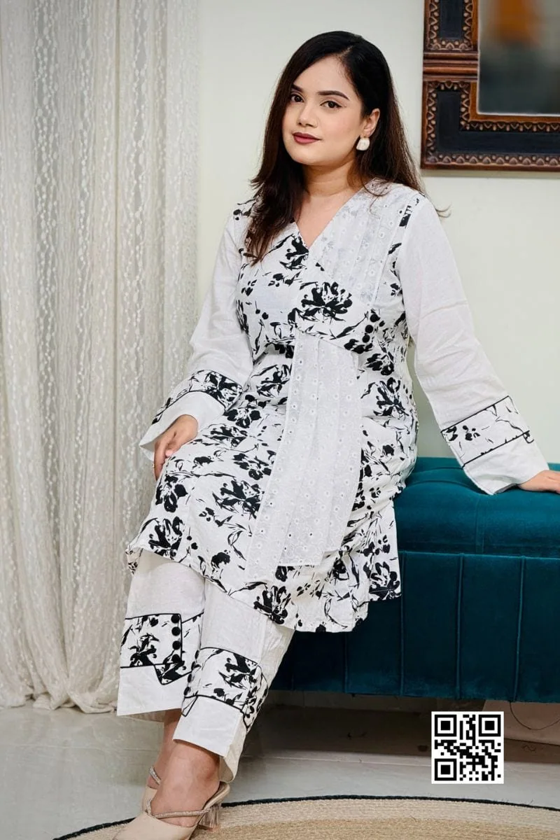 jacquard cotton & georgette chickenkari screen printed co ords set jacquard cotton & georgette chickenkari screen printed co ords set