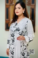 jacquard cotton & georgette chickenkari screen printed co ords set