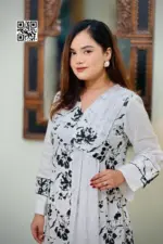 jacquard cotton & georgette chickenkari screen printed co ords set