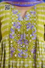 light olive hand embroidered viscose salwar suit