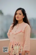 peach color rayon viscose screen printed co ords set