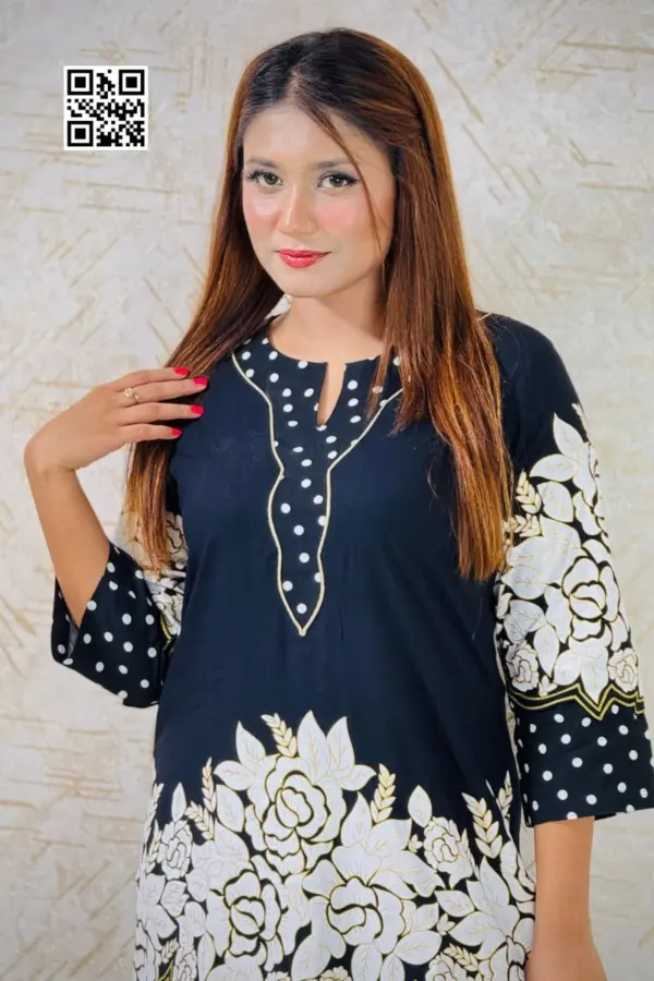 black color viscose fabric screen printed co ords set