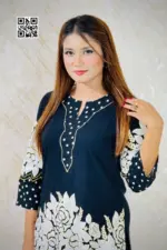 black color viscose fabric screen printed co ords set