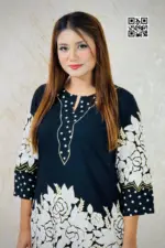 black color viscose fabric screen printed co ords set