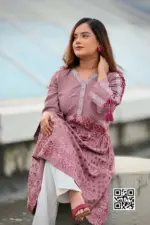 dusty onion color viscose screen printed kurti
