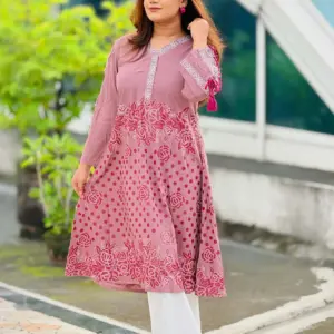 dusty onion color viscose screen printed kurti