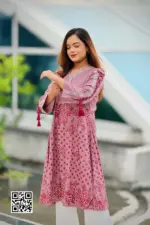 dusty onion color viscose screen printed kurti
