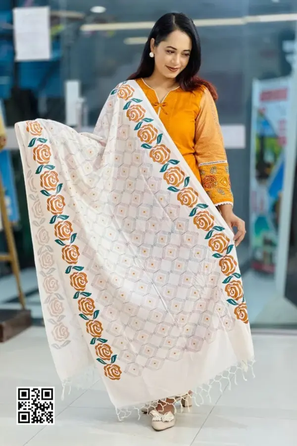 golden yellow hand embroidered unstitched salwar suit