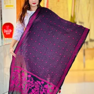 black color hand embroidered cotton dupatta – 16