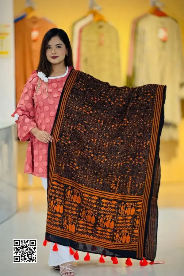 black color hand embroidered cotton dupatta – 27 (copy)
