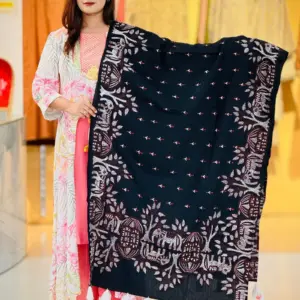 black color hand embroidered cotton dupatta 2