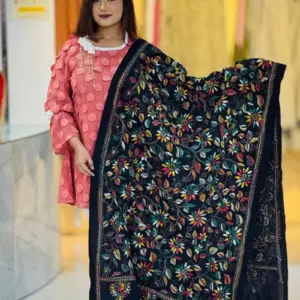 black color hand embroidered cotton dupatta – 25 (copy)
