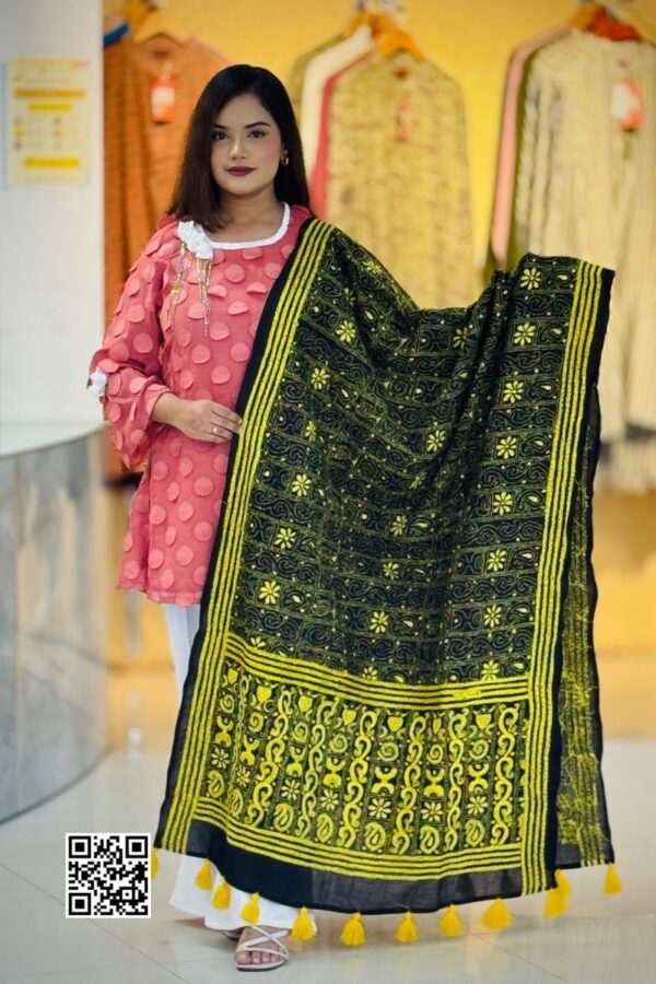black color hand embroidered cotton dupatta – 23