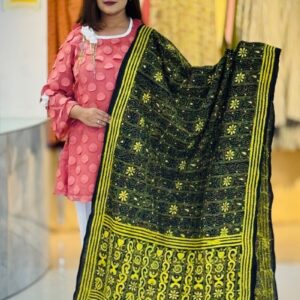 black color hand embroidered cotton dupatta – 23