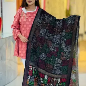 black color hand embroidered cotton dupatta – 31 (copy)