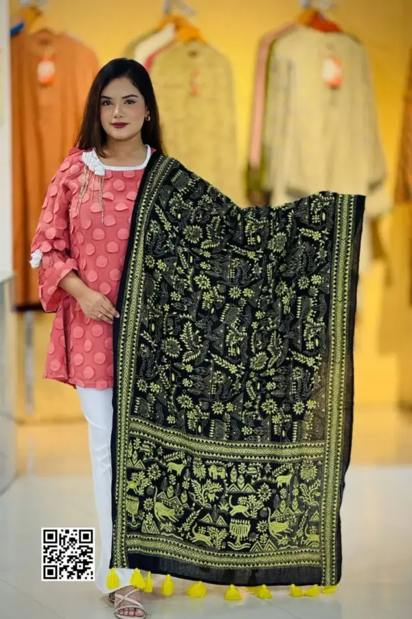 black color hand embroidered cotton dupatta – 30 (copy)