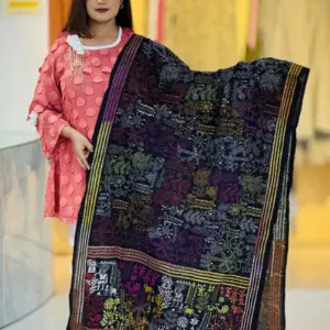 black color hand embroidered cotton dupatta – 26 (copy)