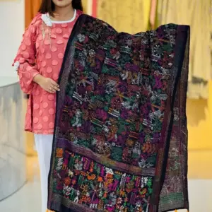 black color hand embroidered cotton dupatta – 29 (copy)
