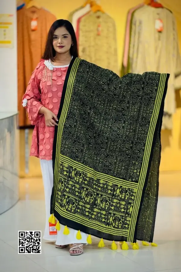 black color hand embroidered cotton dupatta – 24