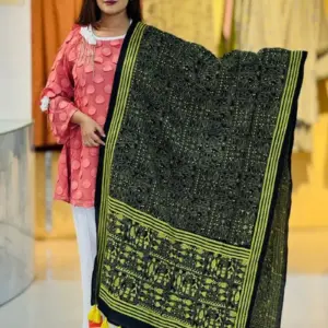 black color hand embroidered cotton dupatta – 24