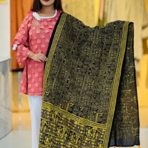 black color hand embroidered cotton dupatta – 25
