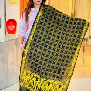 black color hand embroidered cotton dupatta – 12
