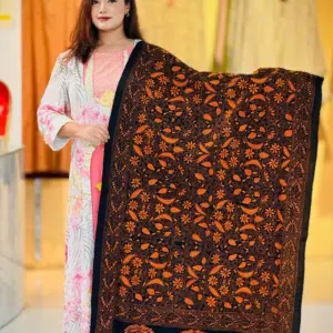 black color hand embroidered cotton dupatta – 11