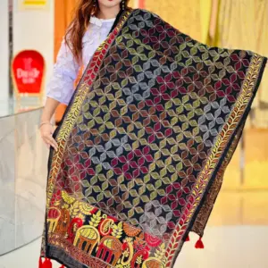 black color hand embroidered cotton dupatta – 15