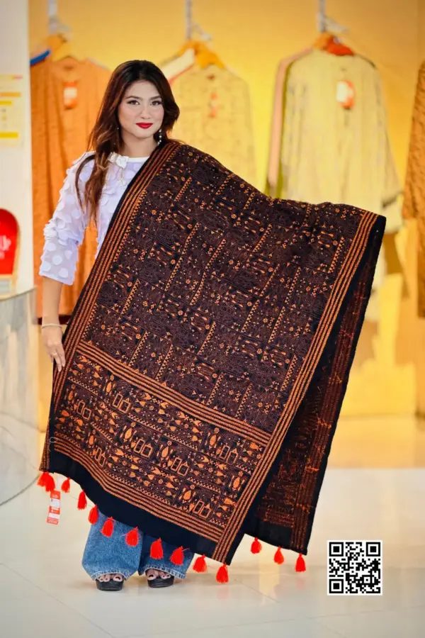 black color hand embroidered cotton dupatta – 20