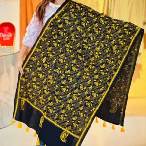 black color hand embroidered cotton dupatta – 18