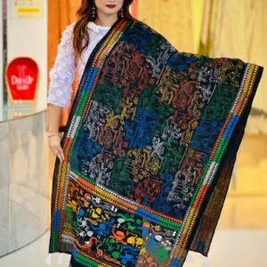 black color hand embroidered cotton dupatta – 17