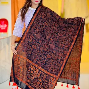 black color hand embroidered cotton dupatta – 7