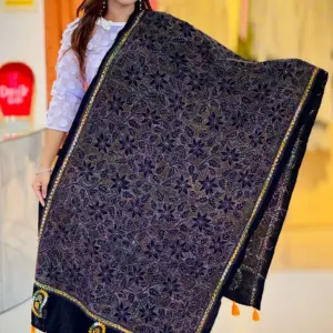black color hand embroidered cotton dupatta – 10