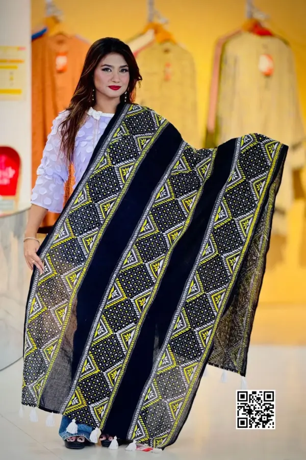 black color hand embroidered cotton dupatta – 7