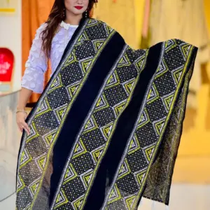 black color hand embroidered cotton dupatta – 7