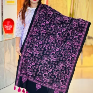 black color hand embroidered cotton dupatta – 13
