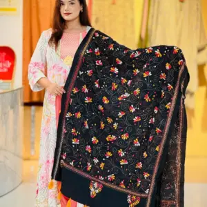 black color hand embroidered cotton dupatta – 3