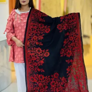 black color hand embroidered cotton dupatta – 28 (copy)