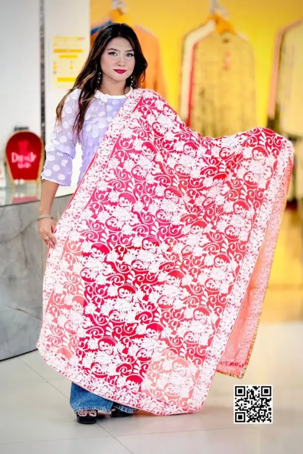 misty color zari work georgette dupatta