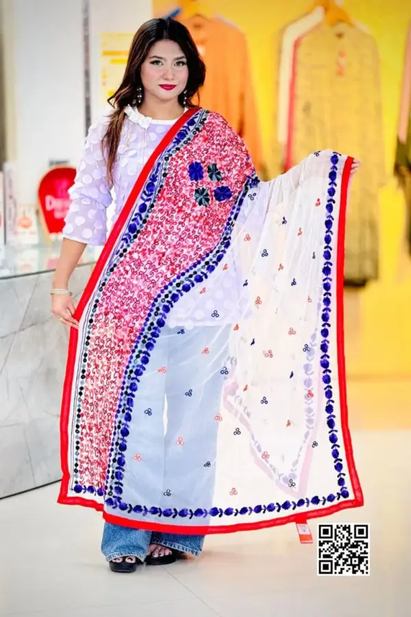white color ari work net dupatta 2 (copy)