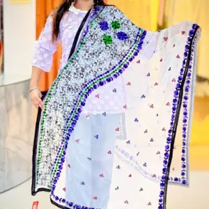 white color ari work net dupatta (copy)