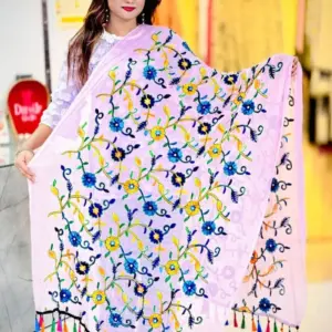 baby pink color ari work shifon dupatta