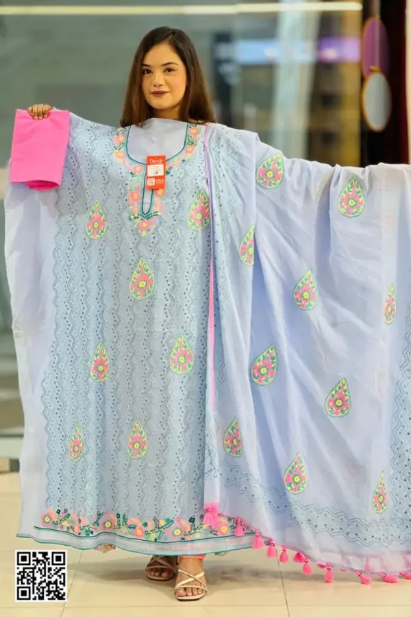 pink cross golap hand embroidered unstitched salwar suit