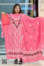 mauve pink cross golap hand embroidered unstitched salwar suit
