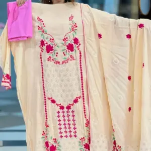 peach cross golap hand embroidered unstitched salwar suit
