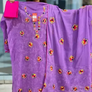 purple cross golap hand embroidered unstitched salwar suit